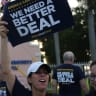 JEWS PROTEST against the nuclear deal reached with Iran before US Vice President Joe Biden meets with Jewish community leaders at the David Posnack Jewish Community Center on September 3, 2015, in Davie, Florida. 
