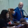 Knesset Speaker Amir Ohana speaks during a plenum session at the assembly hall of the Knesset, the Israeli parliament in Jerusalem, May 27, 2026. 