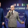 Pakistan's Prime Minister Shehbaz Sharif speaks next to U.S. Vice President JD Vance and Qatar's Prime Minister and Minister for Foreign Affairs Sheikh Mohammed bin Abdulrahman bin Jassim Al-Thani during a quadrilateral meeting between the U.S., Iran, Pakistan, and Qatar, June 21, 2026.