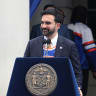 New York City Mayor Zohran Mamdani speaks during the New York Knicks Championship ticker tape parade and victory rally celebrating winning the 2026 NBA Finals on June 18, 2026 in New York City. 