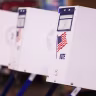 Empty voting booths in New York City. 