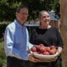 Israeli President Isaac Herzog and his wife Michal Herzog meet with residents of the northern moshav of Netu’a, northern Israel, June 10, 2026.