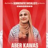 New York City Democratic Socialists of America's endorsement of Palestinian-American Aber Kawas for NY's State Senate; illustrative.