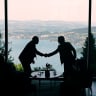Delegation staff members meet during the quadrilateral meeting in Switzerland between the US, Iran, Pakistan, and Qatar on June 21, at the Lake Lucerne Summit, aimed at advancing a deal to end the Middle East conflict.