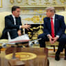 US President Donald Trump participates in a meeting with NATO Secretary General Mark Rutte in the Oval Office at the White House in Washington, DC, US, June 24, 2026.