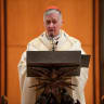 Cardinal Blase J. Cupich, archbishop of Chicago, speaks during a Memorial Mass honoring Pope Francis at Holy Name Cathedral in Chicago, Illinois, US, April 23, 2025.