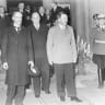 NEVILLE CHAMBERLAIN and Adolf Hitler leave their meeting at Bad Godesberg,  Sept. 23, 1938. 
