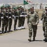 General Dagvin Anderson, Commander of U.S. Africa Command (2nd-R) inspects a guard of honour with Moroccan General Mohamed Berrid (R) ahead of their meeting as part of the annual African Lion joint exercise in Agadir on May 7, 2026.