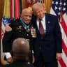 Ret. Marine Major James Capers Jr. is presented the Medal of Honor by U.S. President Donald Trump (R) during a Medal of Honor Ceremony in the East Room of the White House on June 18, 2026 in Washington, DC. 