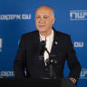Former Shin Bet (Israel Security Agency) head Yoram Cohen, the new member of the Yashar party attends a press conference with Gadi Eisenkot, head of the Yashar party in Tel Aviv, May 5, 2026.