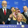US President Donald Trump holds a gavel during a signing ceremony at the inaugural meeting of the "Board of Peace" at the US Institute of Peace in Washington, DC, on February 19, 2026.