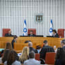 Supreme Court President Isaac Amit and Supreme Court justices arrive for a hearing at the Supreme Court in Jerusalem on petitions seeking to overturn the election of attorney Michael Rabello as State Comptroller, June 28, 2026.