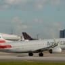 An American Airlines plane on the runway at the Miami International Airport on October 25, 2024 in Miami, Florida; Illustrative.