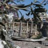 A piece of metal lies at of Al‑Bass Roman ruins, a UNESCO World Heritage site hit by an Israeli airstrike in Tyre, southern Lebanon, June 25, 2026.