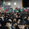 ULTRA-ORTHODOX Jewish men attend a rally against the imprisonment of yeshiva students who failed to comply with military recruitment orders, in Bnei Brak, June 29, 2026.