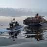 The Epaminondas ship is seen during seizure by the Islamic Revolutionary Guard Corps (IRGC) in the Strait of Hormuz, Iran, in this image obtained by Reuters on April 24, 2026. 