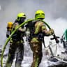 FIREFIGHTERS AT a fire in Jerusalem, June 30, 2026.