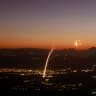 Rockets fired from southern Lebanon are intercepted by Israel's Iron Dome air defence system over the Upper Galilee region in northern Israel on August 23, 2024.