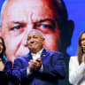 Israeli opposition leader and former military chief, Gadi Eisenkot, reacts as he launches an election campaign for Yashar, his new political party, at an event near Hod Hasharon, Israel, June 30, 2026. 