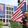 A banner of US President Donald Trump is seen on the side of the US Department of Labor headquarters building in Washington, DC on June 29, 2026.