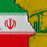 An illustrative image of Iran and Hezbollah's flags.