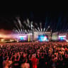 An illustration of Israelis attending a memorial service for the October 7 massacre in Hayarkon Park, Tel Aviv.