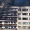 Fire rages at an apartment block in Antwerp on July 1, 2026.