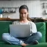 A woman working from home