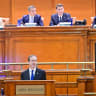 President Isaac Herzog addresses the joint plenary of the Romanian Parliament on June 29, 2026.