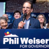 Colorado gubernatorial candidate Phil Weiser speaks at a watch party at Ace Eat Serve after winning the Democratic primary election. Weiser beat US Senator Michael Bennet for the Democratic nomination for governor.