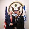 President Isaac Herzog and US Ambassador to Israel Mike Huckabee at the US Embassy in Jerusalem, July 3, 2026.