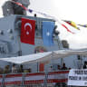 Turkish military ship arrives in Mogadishu within the scope of the agreement signed between the governments of Somalia and Turkiye in the fields of defense and economy, in Mogadishu, Somalia on April 23, 2024