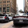 Dallas police cars seen in Downtown Dallas on June 15, 2026 in Dallas, United States.