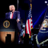 US President Donald Trump speaks at a Fourth of July rally, marking the 250th anniversary of US independence, on the National Mall in Washington, DC, US, July 4, 2026.