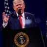 US President Donald Trump speaks at a Fourth of July rally, marking the 250th anniversary of US independence, on the National Mall in Washington, DC, US, July 4, 2026.
