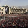 People gather at the Imam Khomeini Grand Mosalla for a farewell ceremony for Iran's late Ayatollah Ali Khamenei on July 4, 2026 in Tehran, Iran. Khamenei and members of his family were killed on February 28 during U.S.-Israeli strikes at the beginning of the war, bringing an end to his 36-year rule.