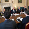 British Prime Minister Keir Starmer hosts social media industry leaders to discuss child safety online in London, England, on April 16, 2026.