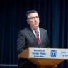Israeli Foreign Minister Gideon Sa’ar speaks during a signing ceremony for an agreement establishing the future permanent campus of the United States Embassy in Jerusalem, at the Ministry of Foreign Affairs in Jerusalem, July 1, 2026. 