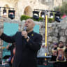 Bishop Stearns President and founder of Eagles' Wings, at the Day of Prayer for the Peace of Jerusalem