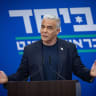 Head of opposition and head of the Yesh Atid party MK Yair Lapid leads a faction meeting at the Knesset, the Israeli parliament in Jerusalem, on July 6, 2026.