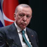 Turkish President Recep Tayyip Erdogan looks on as Greek Prime Minister Kyriakos Mitsotakis (not pictured) addresses the media during a joint press conference at the Presidential Complex in Ankara, on February 11, 2026. 