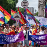 A general view of parade-goers during the Pride In London 2026 Parade.
