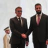 France's President Emmanuel Macron shakes hands with Syrian President Ahmed Al-Sharaa at the People's Palace in Damascus, Syria, July 7, 2026.