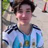 Left: The 1976 letter telling Norberto Rud that his design had been chosen as the Argentine Football Association's official crest; at right, Rud's son Oliver wears a jersey featuring his father's design.