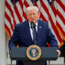 US President Donald Trump speaks during a Rose Garden Club Lunch at the White House in Washington, DC, US, July 6, 2026.  