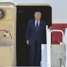 US President Donald Trump disembarks from Air Force One upon his arrival at Etimesgut Air Base near Ankara, on July 7, 2026, to attend the 36th NATO Heads of State and Government Summit.