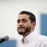 Abdul El-Sayed, candidate for US Senate in Michigan, speaks before U.S. Sen. Bernie Sanders (I-VT) takes the stage at Mumford High School on May 3, 2026 in Detroit.