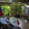 Israel's Foreign Ministry and aid delegation to Venezuela meets with interim president Delcy Rodriguez in Caracas, Venezuela, on July 8.