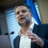 Finance Minister Bezalel Smotrich attends a press conference at the Finance Ministry in Jerusalem, July 1, 2026.