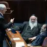 PM Netanyahu and MKs Goldknopf and Gafni during the vote on the Basic Law: Torah Study